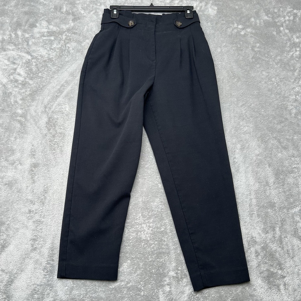 Ann Taylor Petite Paperbag Ankle Work Pants Womens Size 2P Black Dress Trousers